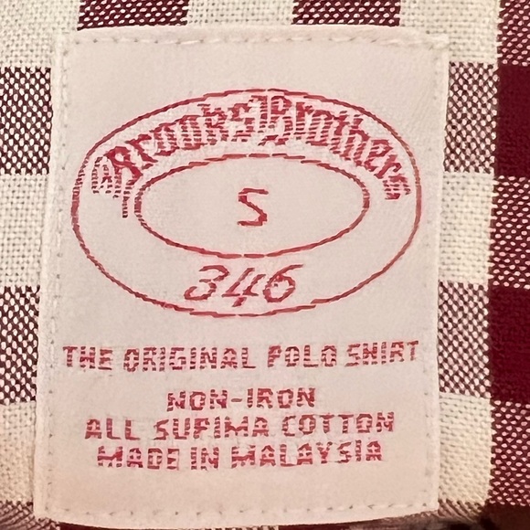 Brooks Brothers Non-Iron Supima Cotton Shirt - Maroon Check, Size S - Picture 2 of 2